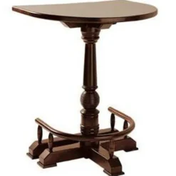 Casa Padrino Luxus Wand Stehtisch mit Fußstütze Dunkelbraun 75 x 90 x H. 110 cm - Halbrunder Massivholz Tisch - Halbrunder Massivholz Bartisch