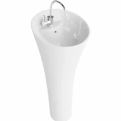 Casa Padrino Luxus Waschbecken Hochglanz Weiß H. 95 cm - Freistehendes Waschbecken