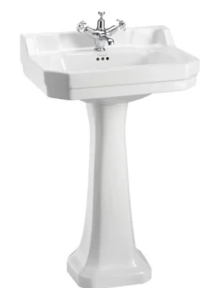 Casa Padrino Luxus Waschbecken mit Sockel, Jugendstil Design, Weiß, 56 x 47 x H. 96 cm
