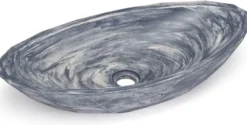Casa Padrino Luxus Waschbecken Schale Grau / Weiß 60,9 x 29,7 x H. 11,9 cm - Handgefertigtes Beton Waschbecken - Badezimmer Accessoires - Luxus Badezimmer Zubehör