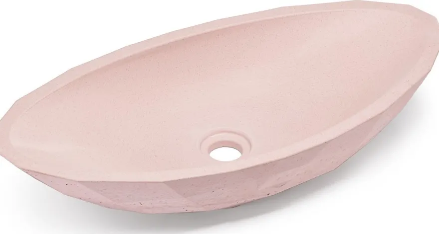 Casa Padrino Luxus Waschbecken Schale Rosa 60,9 x 29,7 x H. 11,9 cm - Handgefertigtes Beton Waschbecken - Badezimmer Accessoires - Luxus Badezimmer Zubehör