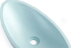 Casa Padrino Luxus Waschbecken Schale Hellblau 60,9 x 29,7 x H. 11,9 cm - Handgefertigtes Beton Waschbecken - Badezimmer Accessoires - Luxus Badezimmer Zubehör