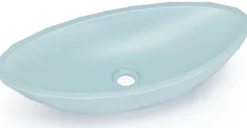 Casa Padrino Luxus Waschbecken Schale Hellblau 60,9 x 29,7 x H. 11,9 cm - Handgefertigtes Beton Waschbecken - Badezimmer Accessoires - Luxus Badezimmer Zubehör