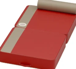 Casa Padrino Luxus Wasserliege Rot / Taupe 190 x 80 x H. 17 cm - Wasserdichte Kunstleder Wasser Liege mit Kopfstütze und Getränkehalter - Sonnenliege - Hotel Pool Accessoires - Luxus Qualität