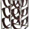 Casa Padrino Luxus Weinflaschenhalter Silber / Braun 26 x 28 x H. 39 cm - Kleines Weinregal für 6 Flaschen