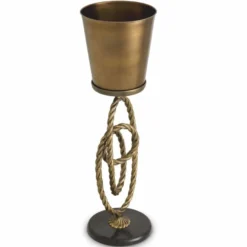 Casa Padrino Luxus Weinkühler mit Ständer Antik Messing / Schwarz H. 80,5 cm