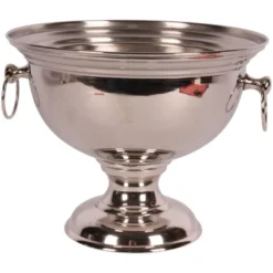 Casa Padrino Luxus Weinkühler Silber Ø 28 x H. 22 cm - Sektkühler Pokal mit Ringgriffen