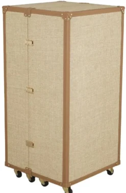 Casa Padrino Luxus Weinschrank im Koffer Design Naturfarben / Braun 59 x 59 x H. 122,5 cm - Kofferschrank mit Rollen - Bar Möbel - Luxus Möbel - Luxus Qualität