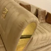 Casa Padrino Luxus Wildleder Sofa mit dekorativen Kissen Taupefarben / Gold 260 x 100 x H. 76 cm - Hotel Möbel - Luxus Qualität - Made in Italy