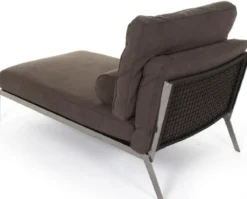Casa Padrino Luxus Wildleder Chaiselongue Braun / Silber 160 x 80 x H. 85 cm - Nubuk Leder Wohnzimmer Relax Liege mit Kissen - Luxus Wohnzimmer Möbel