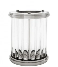 Casa Padrino Luxus Windlicht Kerzenleuchter in Nickel Finish Silber 26,5 x H. 33,5 cm