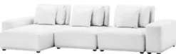Casa Padrino Luxus Wohnlandschaft Weiß / Schwarz 340 x 159 x H. 83 cm - Wohnzimmer Sofa mit 6 Kissen - Luxus Qualität