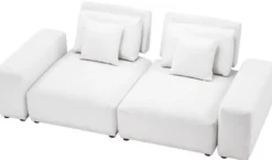 Casa Padrino Luxus Wohnlandschaft Weiß / Schwarz 340 x 159 x H. 83 cm - Wohnzimmer Sofa mit 6 Kissen - Luxus Qualität