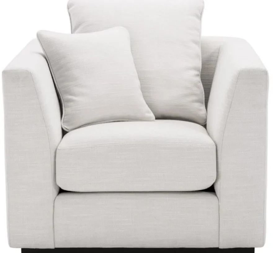 Casa Padrino Luxus Wohnzimmer Sessel Weiß / Schwarz 98 x 100 x H. 73 cm - Wohnzimmermöbel