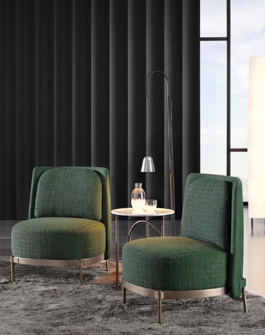 Casa Padrino Luxus Wohnzimmer & Hotel Sessel Grün / Bronze - Wohnzimmer & Hotel Möbel