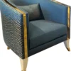 Casa Padrino Luxus Wohnzimmer Sessel Blau / Creme / Gold 80 x 85 x H. 85 cm - Luxus Wohnzimmer Möbel - Luxus Qualität