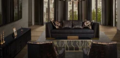 Casa Padrino Luxus Wohnzimmer Sessel Lila / Schwarz / Gold 70 x 95 x H. 96 cm - Wohnzimmer Möbel - Luxus Möbel