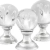 Casa Padrino Luxus Wohnzimmer Deko 3er Set Silber - Glas Kugeln mit Messing Sockel