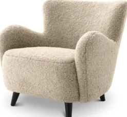 Casa Padrino Luxus Wohnzimmer Sessel Sandfarben / Schwarz 80 x 72 x H. 80 cm - Wohnzimmer Möbel - Luxus Möbel
