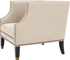 Casa Padrino Luxus Wohnzimmer Sessel Sandfarben / Schwarz / Messingfarben 75 x 80 x H. 75 cm - Luxus Möbel