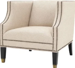 Casa Padrino Luxus Wohnzimmer Sessel Sandfarben / Schwarz / Messingfarben 75 x 80 x H. 75 cm - Luxus Möbel
