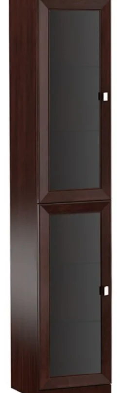 Casa Padrino Luxus Wohnzimmerschrank mit 2 Glastüren Dunkelbraun / Silber 45,4 x 44,2 x H. 225,6 cm - Luxus Kollektion