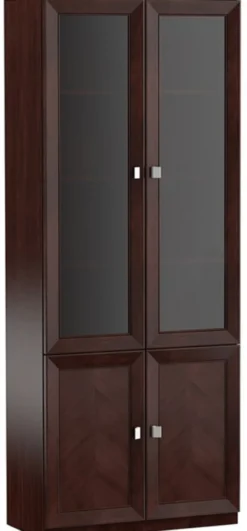Casa Padrino Luxus Wohnzimmerschrank mit 4 Türen Dunkelbraun / Silber 90,6 x 44,2 x H. 225,6 cm - Luxus Kollektion