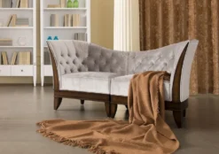 Casa Padrino Luxus Wohnzimmer Sessel Silbergrau / Dunkelbraun 87 x 69,5 x H. 84 cm - Neoklassischer Sessel mit edlem Velourstoff - Wohnzimmer Möbel im Neoklassischem Stil