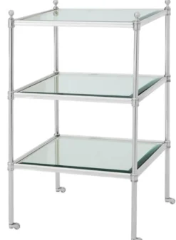 Casa Padrino Luxus Wohnzimmer Beistelltisch mit Rollen Silber 42 x 42 x H. 71 cm - Hotel Möbel