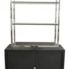 Casa Padrino Luxus Wohnzimmerschrank Schwarz / Silber 109 x 42 x H. 201 cm - Luxus Wohnzimmermöbel