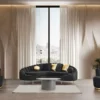 Casa Padrino Luxus Wohnzimmer Sessel Schwarz / Gold Ø 75 x H. 90 cm