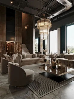 Casa Padrino Luxus Wohnzimmer & Hotel Sessel Grau / Gold 85 x 82 x H. 80 cm