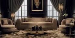 Casa Padrino Luxus Wohnzimmer & Hotel Sessel Grau / Gold 85 x 82 x H. 80 cm