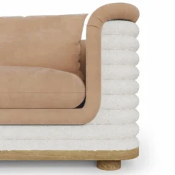 Casa Padrino Luxus Wohnzimmer & Hotel Sessel Braun / Weiß 115 cm - Premium Qualität