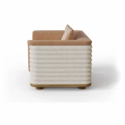 Casa Padrino Luxus Wohnzimmer & Hotel Sessel Braun / Weiß 115 cm - Premium Qualität