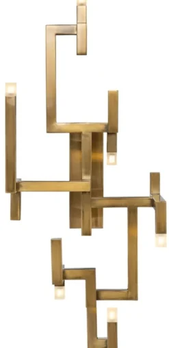 Casa Padrino Luxus Wohnzimmer Edelstahl LED Wandleuchte Gold 30,5 x 28,5 x H. 73,5 cm - Designer Wandlampe