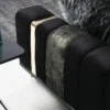 Casa Padrino Luxus Wohnzimmer Sofa mit verstellbarer Rückenlehne Schwarz / Gold 223 x 93 x H. 76 cm - Wohnzimmer Möbel - Luxus Möbel