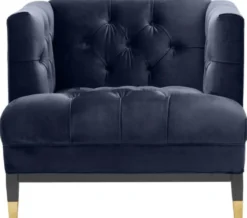 Casa Padrino Luxus Wohnzimmer Sessel Mitternachtsblau / Schwarz / Messingfarben 93 x 85 x H. 79 cm - Chesterfield Möbel