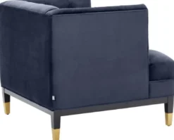 Casa Padrino Luxus Wohnzimmer Sessel Mitternachtsblau / Schwarz / Messingfarben 93 x 85 x H. 79 cm - Chesterfield Möbel