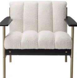 Casa Padrino Luxus Wohnzimmer Sessel Creme / Messing / Schwarz 75 x 78 x H. 73 cm - Moderner Wohnzimmer Sessel - Luxus Wohnzimmer & Hotel Möbel - Luxus Qualität