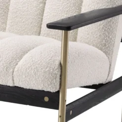 Casa Padrino Luxus Wohnzimmer Sessel Creme / Messing / Schwarz 75 x 78 x H. 73 cm - Moderner Wohnzimmer Sessel - Luxus Wohnzimmer & Hotel Möbel - Luxus Qualität