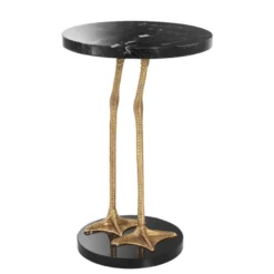 Casa Padrino Luxus Wohnzimmer Beistelltisch in gold Messing mit schwarzer Marmorplatte 41 x H. 62 cm - Limited Edition