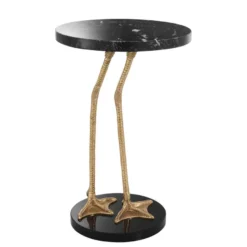 Casa Padrino Luxus Wohnzimmer Beistelltisch in gold Messing mit schwarzer Marmorplatte 41 x H. 62 cm - Limited Edition