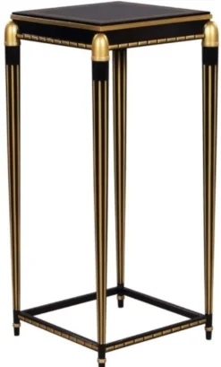 Casa Padrino Luxus Wohnzimmer Blumentisch Schwarz / Gold 45 x 45 x H. 95 cm - Luxus Beistelltisch