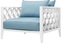 Casa Padrino Luxus Wohnzimmer Sessel mit Kissen Weiß / Hellblau 96,5 x 93,5 x H. 68,5 cm - Wohnzimmer Möbel