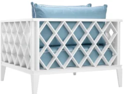 Casa Padrino Luxus Wohnzimmer Sessel mit Kissen Weiß / Hellblau 96,5 x 93,5 x H. 68,5 cm - Wohnzimmer Möbel