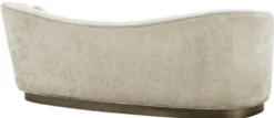 Casa Padrino Luxus Wohnzimmer Sofa Weiß-Beige / Bronze 230 x 85 x H. 82 cm - Gebogene Luxus Couch mit 2 dekorativen Kissen