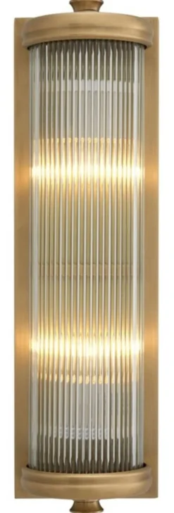 Casa Padrino Luxus Wohnzimmer Wandlampe Messing 13 x 11 x H. 43 cm - Hotel Möbel