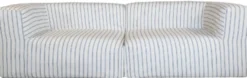 Casa Padrino Luxus Wohnzimmer Sofa mit Streifen Weiß / Blau 250 cm