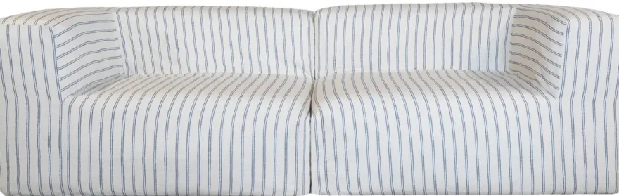 Casa Padrino Luxus Wohnzimmer Sofa mit Streifen Weiß / Blau 250 cm